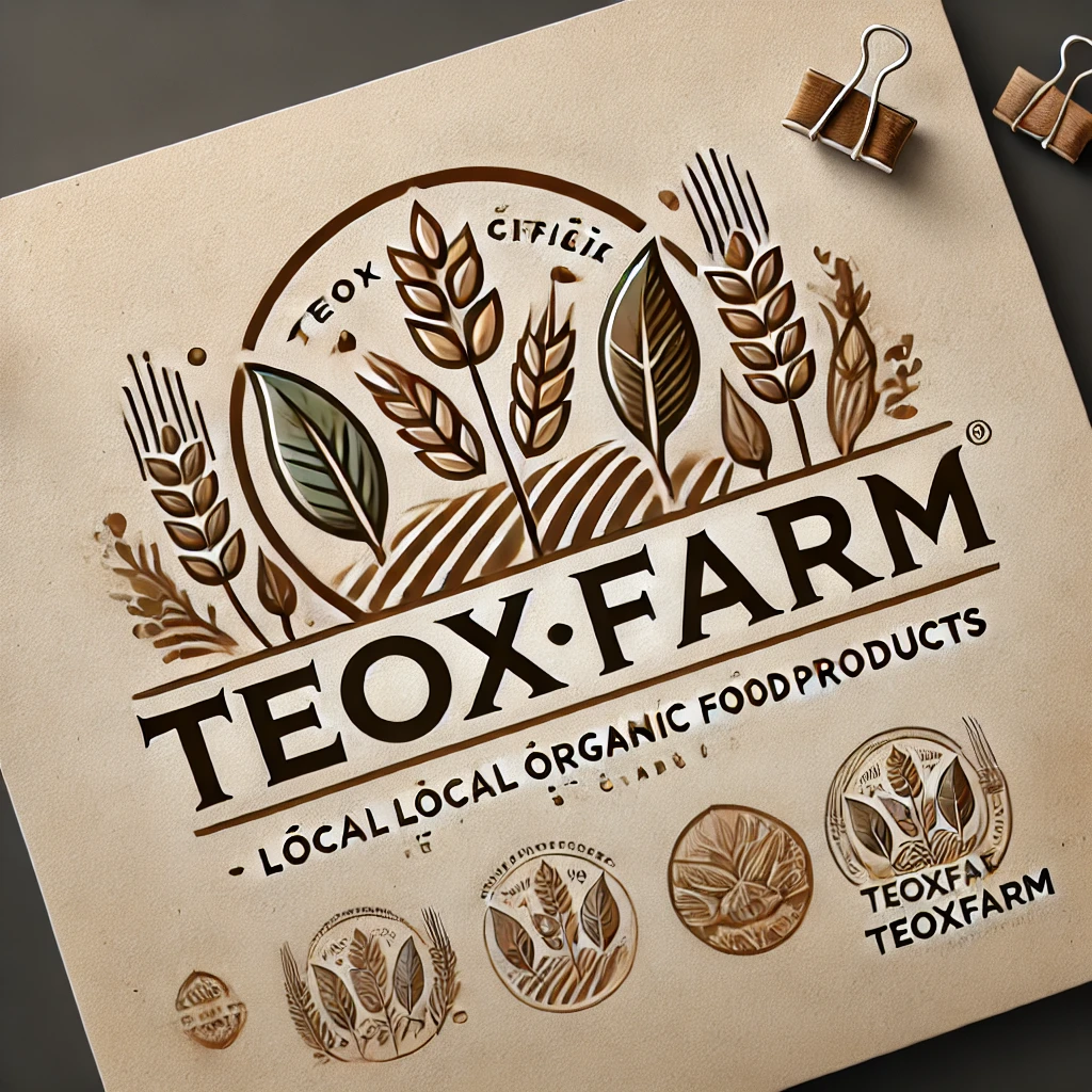DALL·E 2024-12-18 19.04.23 - A professional logo design for the brand 'TeoxFarm', which focuses on selling local organic food products. The design should emphasize nature, organic BİBER SALÇASI 1 KG - Görsel 1